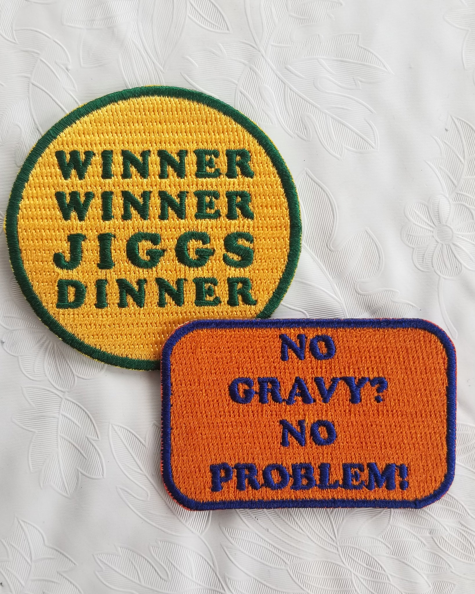 Jiggs Dinner + No Gravy Embroidered Patch Set